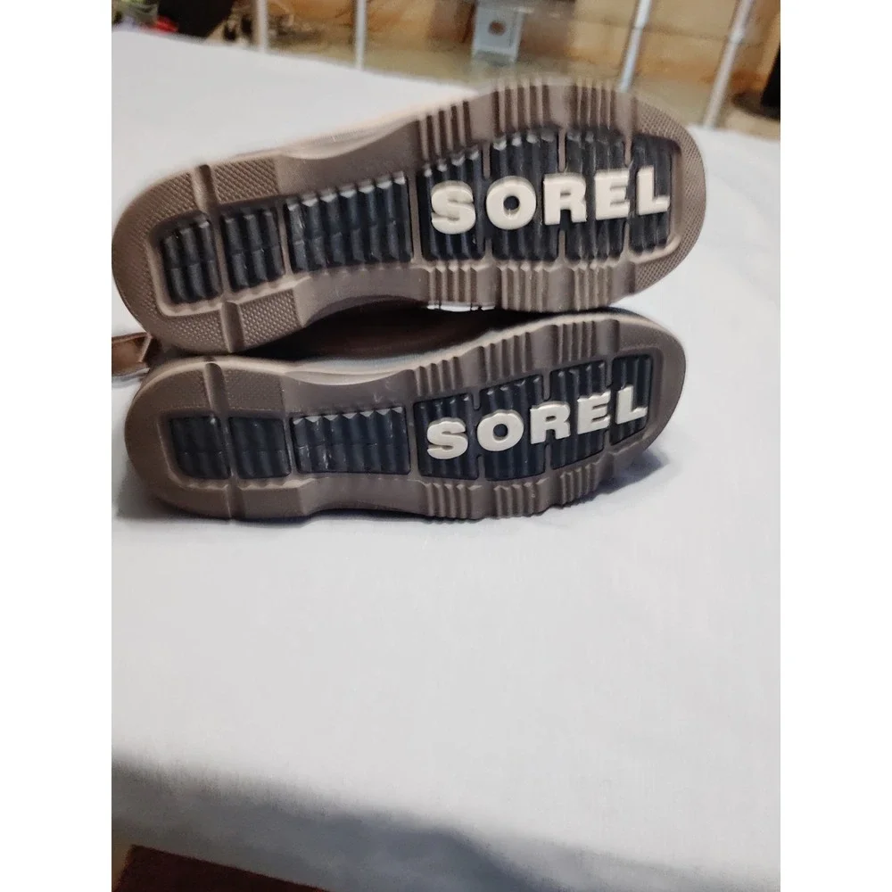 Sorel Ankeny II Mid Hiking Waterproof Boot Men 14 Brown Leather Round Toe Preppy
